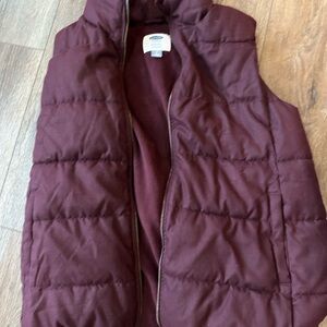 Burgundy Puffer Vest- maternity